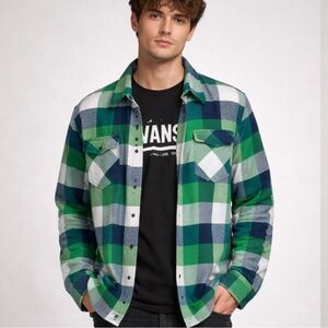 Vintage Y2K Vans Green Plaid Flannel Shacket Men’s Medium | Skater Punk Grunge